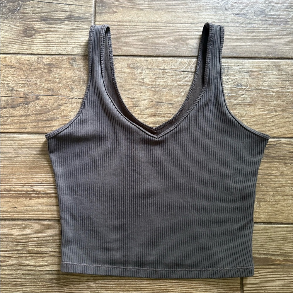 hollister ribbed gray cropped tank top